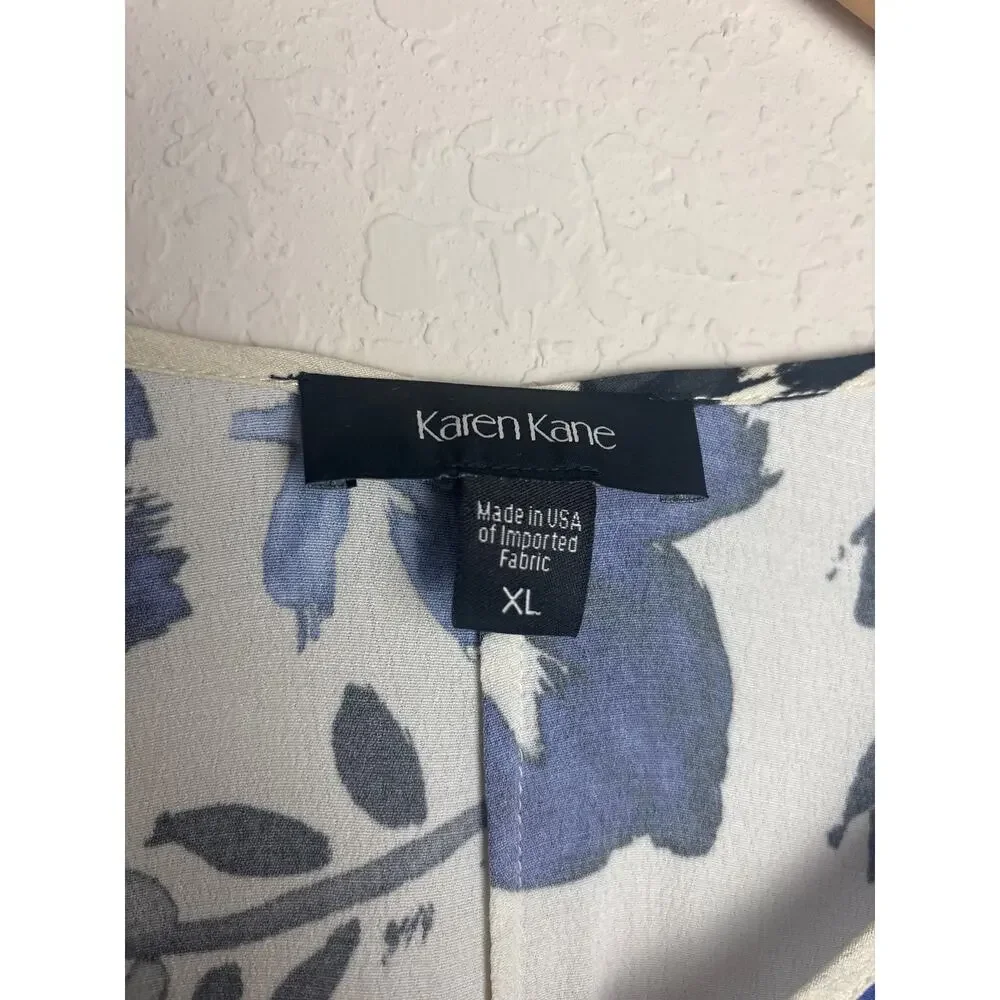 NWT Karen Kane Midnight Sun Bell Sleeve Top XL Blue Black Floral
